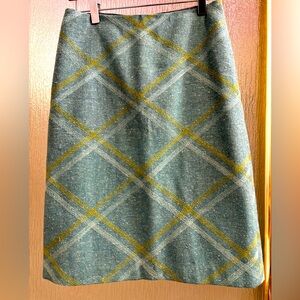 Beth Bowley Vintage Blue & Yellow Wool Tweed Skirt Size 4